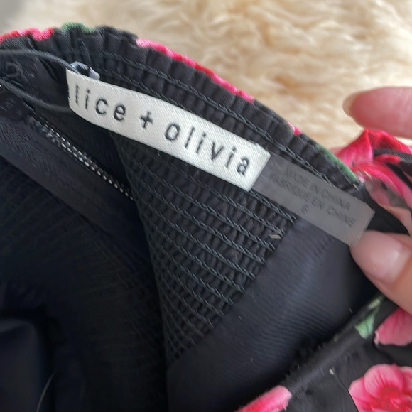 Alice + Olivia Fit & Flare Ruffle Sleeve Floral Mini Dress Size 6 - Picture 5 of 5